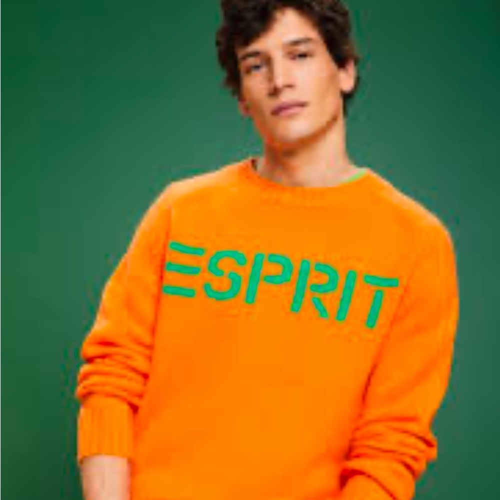 NEW Men’s Unisex Medium Esprit Sweater Orange Green Logo NWT Rare $237